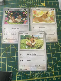 X3 Pokemon Holo Eevee Bundle Bundle Mint Condition Rare Cards - Image 1