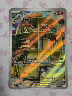 Pokemon TCG Litten Full Art Holo Card 167/162 Temporal Forces Illustration Rare - Image 1