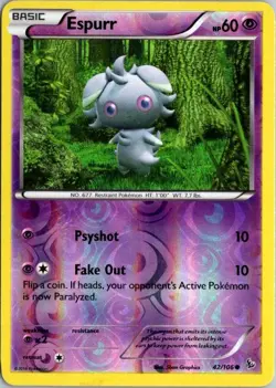 ESPURR 42/106 COMMON FLASHFIRE POKEMON REVERSE HOLO LP - Image 1