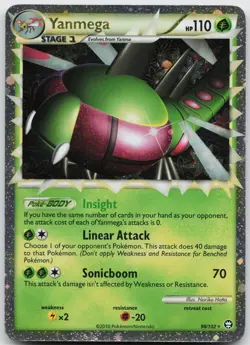 Yanmega 98/102 Prime Rare HGSS Triumphant Pokemon Holo Heavily Played - Image 1