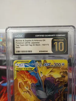 Moltres & Zapdos & Articuno 102/173 CGC PRISTINE 10 ✨ GX Tag Team Pokemon TCG - Image 2