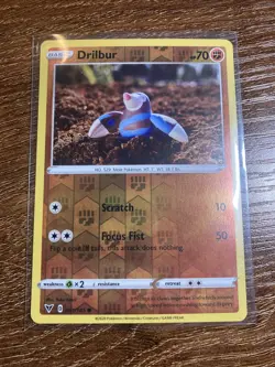 Pokemon TCG Drilbur SWSH Vivid Voltage 091/185 Reverse Holo Common Card NM - Image 1