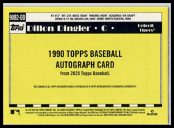 2025 Topps Series 2 Dillon Dingler 1990 Autograph RC Tigers - Image 2