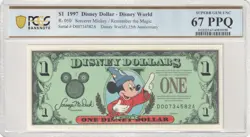 $1 1997 Disney Dollar Sorcerer Mickey/Remember the Magic PCGS 67PPQ - Image 1