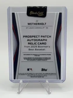 JJ WETHERHOLT 2025 Bowman's Best Prospect Patch Auto Orange 01/25! Player Worn - Image 2