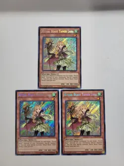 3 x YuGiOh TCG Ritual Beast Tamer Lara THSF-EN022 Secret Rare 1st Edition NM - Image 1