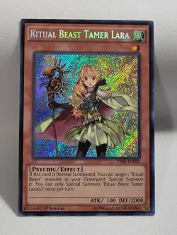 3 x YuGiOh TCG Ritual Beast Tamer Lara THSF-EN022 Secret Rare 1st Edition NM - Image 3