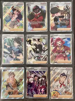 Pokemon TCG Full Art Trainer - Lot of 9 Rare Full Art Holo Cards Judge,peony,FIG - Image 1