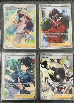 Pokemon TCG Full Art Trainer - Lot of 9 Rare Full Art Holo Cards Judge,peony,FIG - Image 2