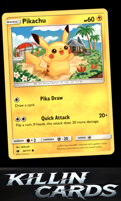 Pikachu 30/111 Pokemon Common SM - Crimson Invasion Card NM - Image 1