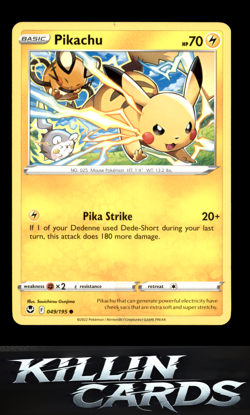 Pikachu 049/195 Pokemon Common SWSH12: Silver Tempest Card NM - Image 1