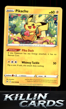 Pikachu 052/196 Pokemon Common SWSH11: Lost Origin Card NM - Image 1