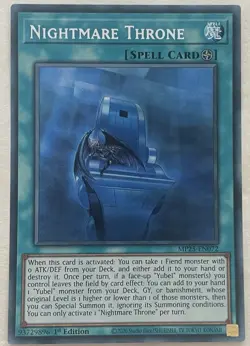 YUGIOH MP25-EN072 Nightmare Throne Prismatic Secret Rare 1st Edition - Image 1