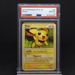 PSA 8 Pichu 28/123 HeartGold SoulSilver Rare Pokemon TCG - Image 1