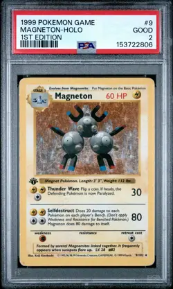 1999 POKEMON BASE SET 1ST EDITION #9 MAGNETON-HOLO PSA 2 - Image 1