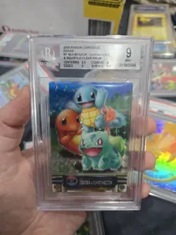 Pokemon Zukan Carddass Clear Prism Japanese Squirtle Charmander Bulbasaur BGS 9 - Image 1
