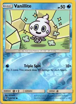Pokemon TCG Vanillite 33/145 Guardians Rising Rev Holo NM - Image 1