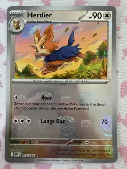 Pokemon Herdier Master Ball 075/086 White Flare Holo Pack Fresh - Image 1