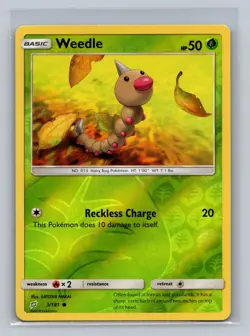 Weedle 3/181 Common Team Up Pokemon Reverse Holo NM - Image 1
