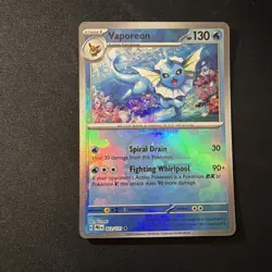 2025 Pokemon Vaporeon Prismatic Evolutions Master Ball Holo Card 022/131 - Image 1