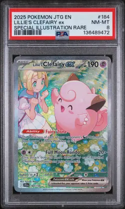 2025 POKEMON JTG EN-JOURNEY TOGETHER #184 LILLIE'S CLEFAIRY EX PSA 8 - Image 1