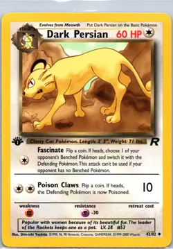 Dark Persian 42/82 Uncommon Team Rocket 2000 NM - Image 1