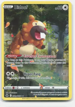 Bidoof Holo Ultra Rare SWSH: Crown Zenith: Galarian Gallery GG29/GG70 NM - Image 1