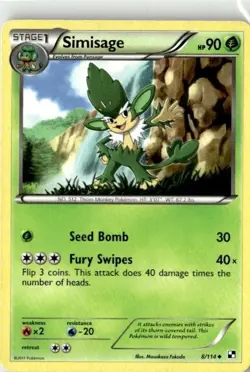 2011 Black & White Base Set Simisage 8/114 - Image 1