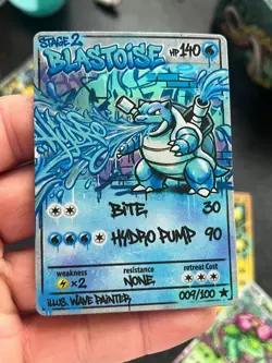 Blastoise Holo Fan Art Mega Heroes Custom Evolutions Card /151 - Image 1