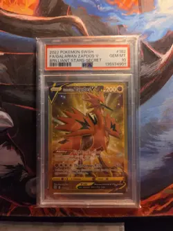 2022 Pokemon Brilliant Stars Galarian Zapdos V 182/172 Secret Rare Holo PSA 10 ! - Image 1