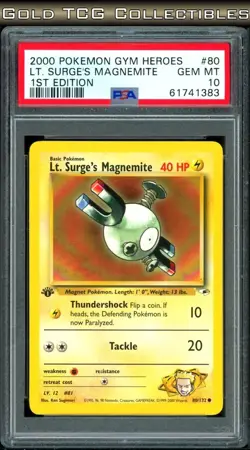 PSA 10 ⭐Pokemon Lt Surge's Magnemite 80 1st Edition Gym Heroes Vintage Non-Holo - Image 1