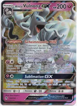 Pokemon Alola-Vulnona GX Ultra Rare Echo des Donners 132/214 NM Deutsch - Image 1