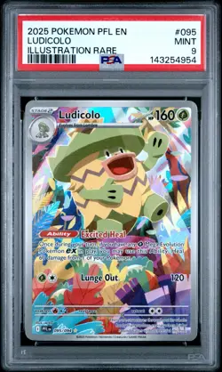 LUDICOLO 095/094 POKEMON PFL EN PHANTASMAL FLAMES ILLUSTRATION RARE #095 PSA 9 - Image 1