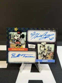 Topps Disney Neon Dual Autograph Minnie Mouse Goofy Card MSDA-RFG #04/10 - Image 1