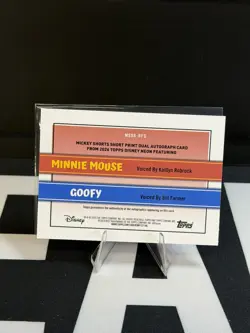 Topps Disney Neon Dual Autograph Minnie Mouse Goofy Card MSDA-RFG #04/10 - Image 3