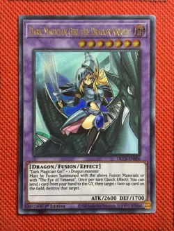 YuGiOh! Dark Magician Girl The Dragon Knight DLCS-EN006 Ultra Rare (Gold) 1st LP - Image 1
