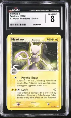 MEWTWO 24/110 EX HOLON PHANTOMS POKEMON CGC 8 NM/MINT - Image 1