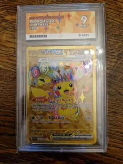 Pokemon TCG Pikachu EX Gold Hyper Rare Card 247/191 Surging Sparks Ace 9 - Image 1