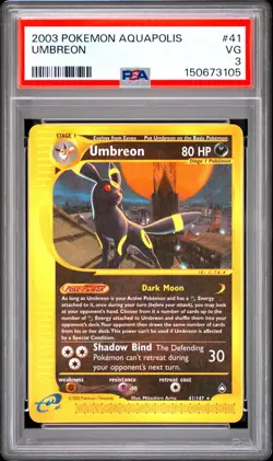 2003 POKEMON AQUAPOLIS #41 UMBREON PSA 3 - Image 1