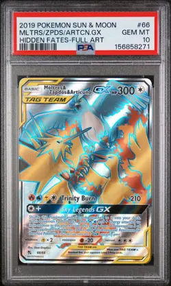 POKEMON SUN & MOON HIDDEN FATES FULL ART/MOLTRES & ZAPDOS & ARTICUNO GX PSA 10 - Image 1