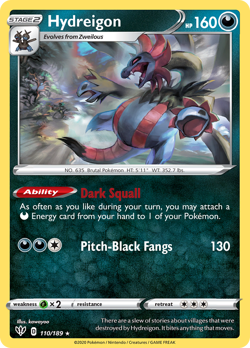 Hydreigon 110/189 Darkness Ablaze Rare Pokemon NM 2020 - Image 2