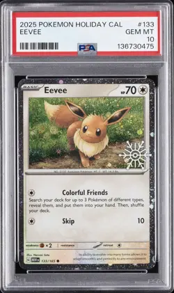 2025 POKEMON HOLIDAY CALENDAR #133 EEVEE PSA 10 - Image 1