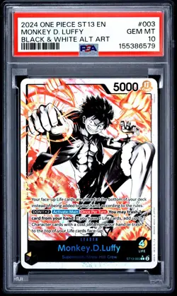 PSA 10 Monkey D. Luffy (Black & White Alt Art) ST13-003 EN One Piece B16 - Image 1