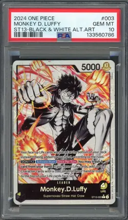 PSA 10 Monkey D. Luffy (Black & White Alt Art) ST13-003 EN One Piece B16 - Image 1