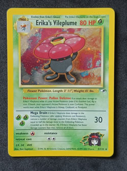 Pokemon TCG Erika's Vileplume 5/132 Gym Heroes Holo Rare Card Vintage WOTC LP - Image 1