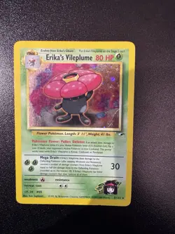 Pokemon TCG Erika's Vileplume Gym Heroes Holo Card 5/132 Unlimited Rare LP - Image 1
