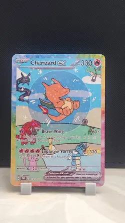 Pokemon Sparkle Holo Rainbow Boarder Cute Anime Charizard EX Card - Image 1