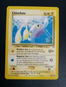 Pokemon Card Chinchou 42/64 Neo Revelation Common WOTC - Image 1