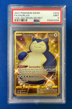 2021 Pokemon Chilling Reign Snorlax Secret Rare 224/198 PSA 9 - Image 1