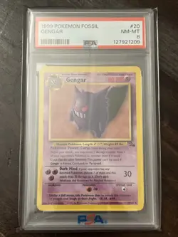 1999 Pokemon Fossil Gengar 20/62 Rare PSA 8 - Image 1